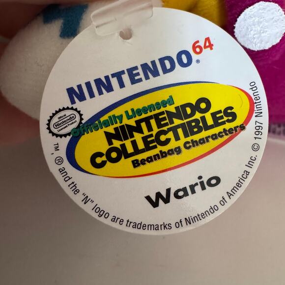 Wario Nintendo 64 Collectible Vintage 1997 Bean Bag Plush Official BD&A - Picture 3 of 6